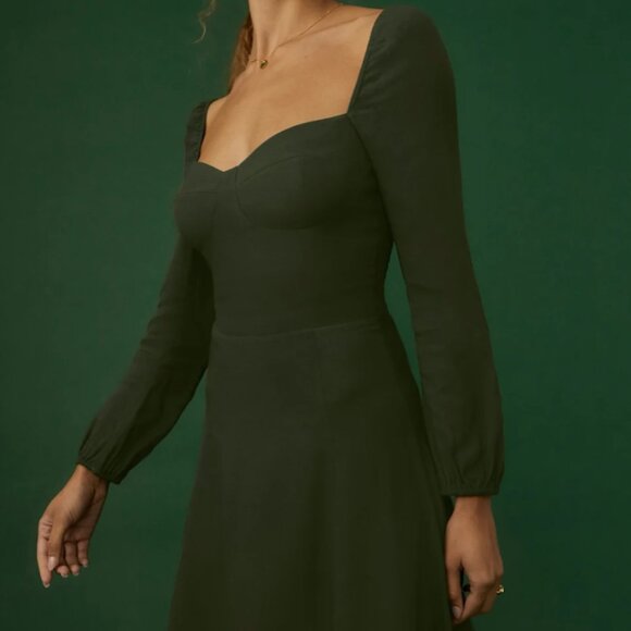 Reformation Petites Mochi Dress Fern Green - Size 0P - Picture 1 of 1